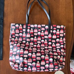 kate spade Black Tote with Pink Cupcake Print